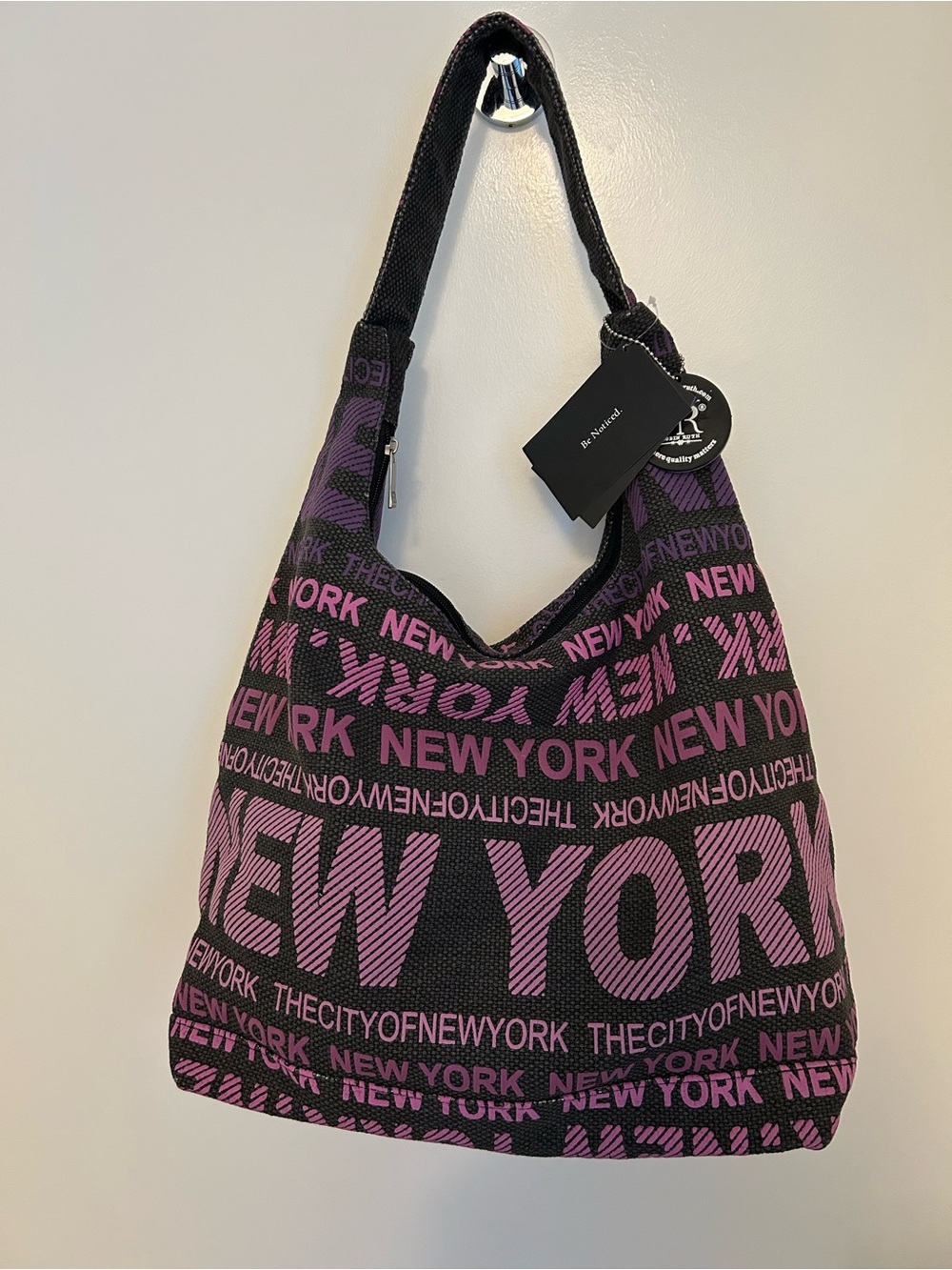 New York Script Large Hobo Bag Brand New in Pink Purple and Black— Gift for Mom